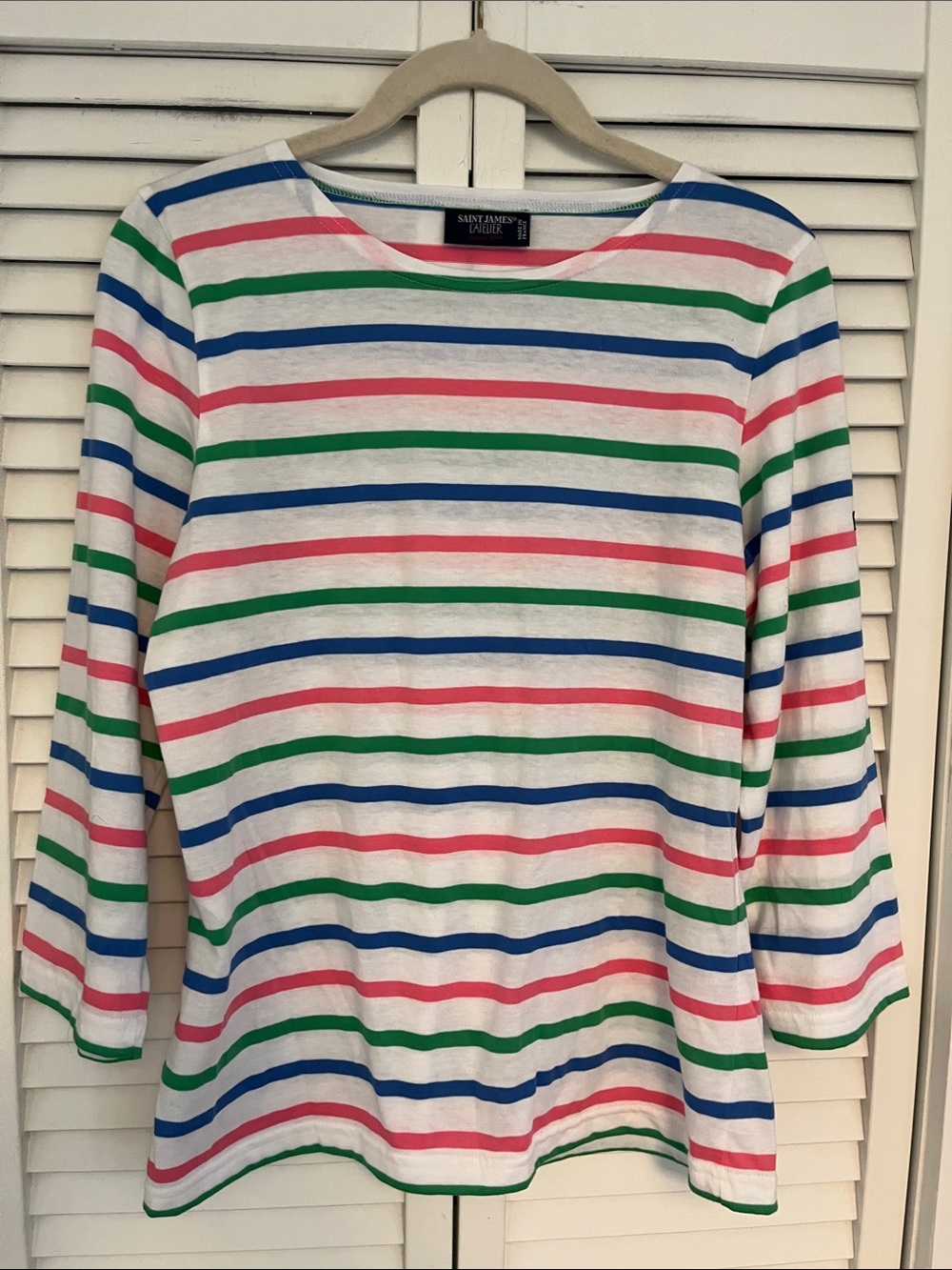 St James L’Atelier Cotton 3/4 Sleeve Multicolor Striped Shirt Sz 6